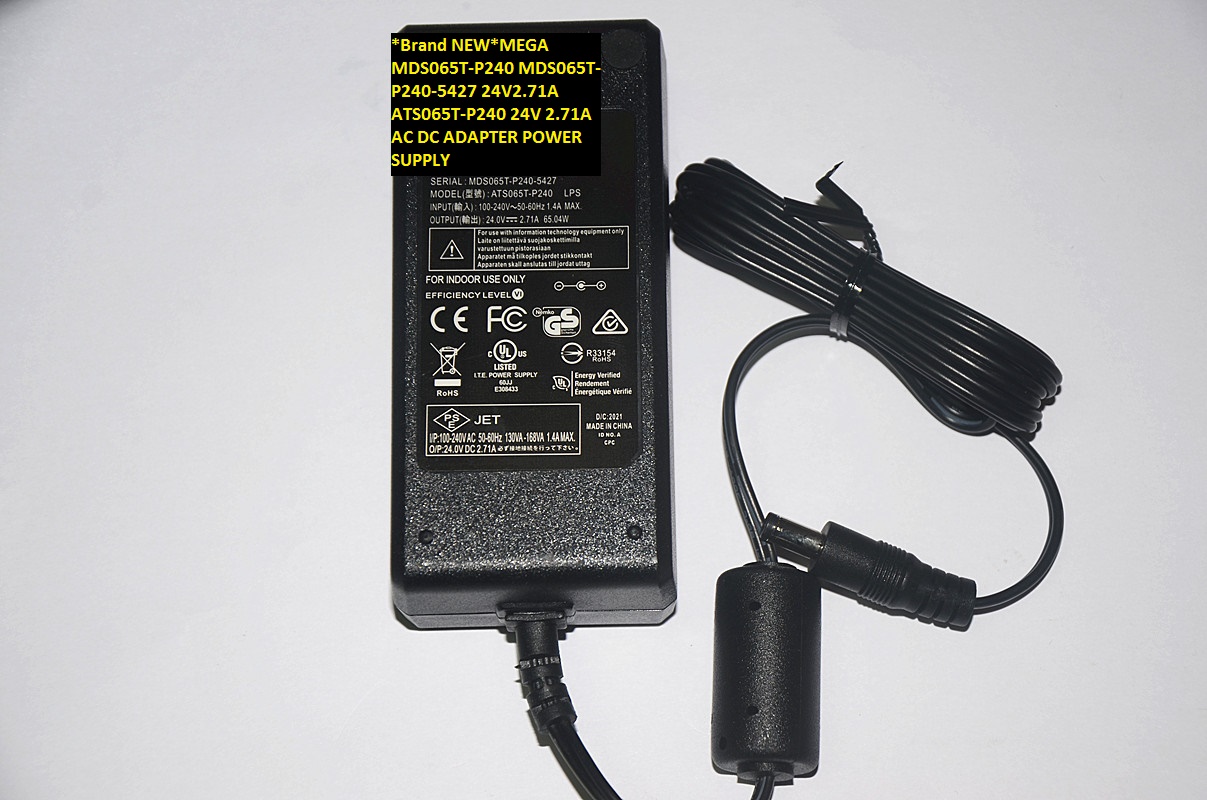 *Brand NEW*MDS065T-P240 MEGA MDS065T-P240-5427 24V2.71A ATS065T-P240 24V 2.71A AC DC ADAPTER POWER SUPPLY - Click Image to Close